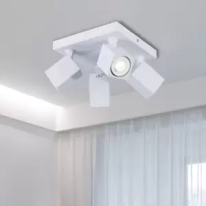 Image of Harper Living - 4 Light Black Ceiling Spotlight Adjustable Square bulb holders