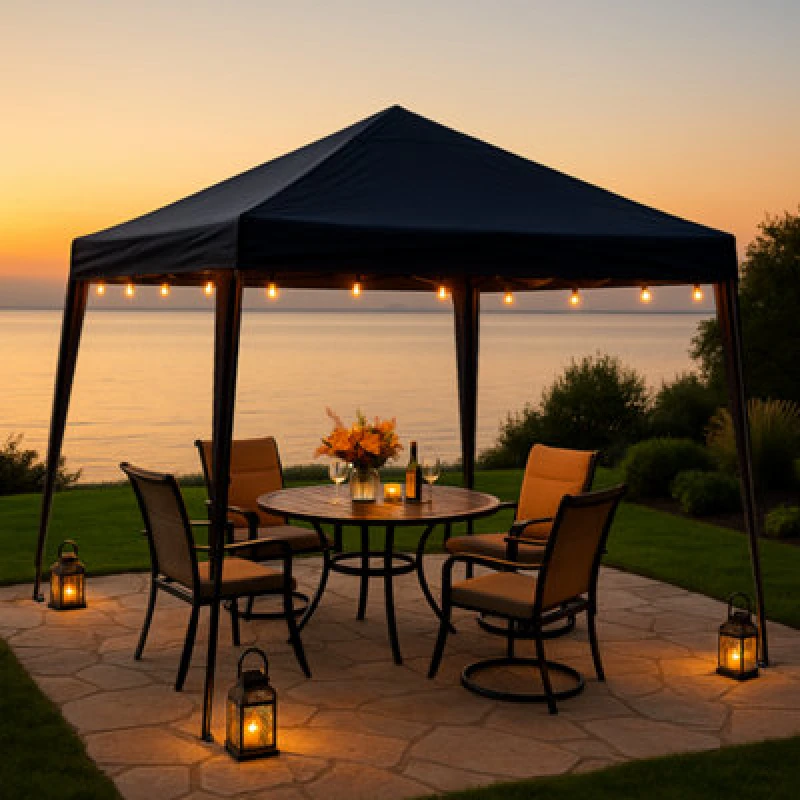 Image of Home Source Easy Up Garden Outdoor 2M Gazebo Black