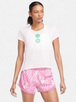 Image of Nike Running Icon Clash T-Shirt (Curve) - White , Pink, Size 22-24=2X, Women