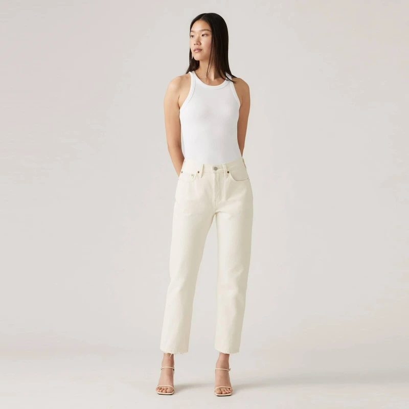Image of Levis 501 Cropped Jeans - White White 29 L28