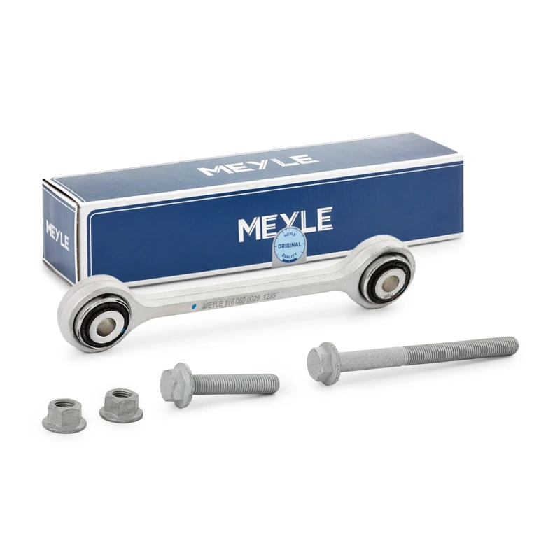 Image of MEYLE 116 060 0029/S Anti-roll bar link Original Quality, Front Axle Right, with fastening/mounting material Aluminium Link Stabiliser (3229)