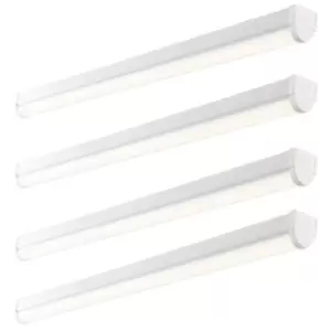 Image of 4 PACK 6ft Emergency Batten Light - 52W Cool White LED - Gloss White & Opal