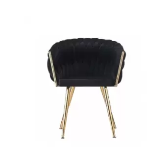 Image of Roma Knot Velvet Upholstered Dining Chair Single - Black - Black