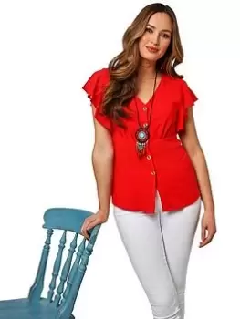 Image of Joe Browns Frill Sleeve Blouse -red, Red, Size 12, Women