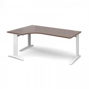 image of TR10 Deluxe Left Hand Ergonomic Desk 1800mm - White Frame Walnut Top