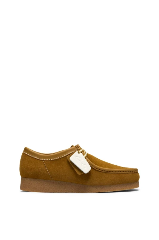 Image of Clarks Wallabee Evo Suede Shoes Ochre 8 UK
