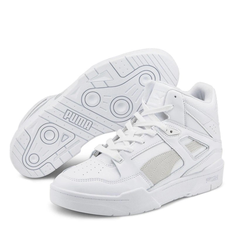 Image of Puma Slipstream Leather High Top Trainers - White White 7.5