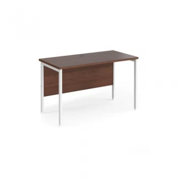 image of Office Desk 1200mm Rectangular Desk With H-Frame Leg Walnut Tops With White Frames 600mm Depth Maestro 25