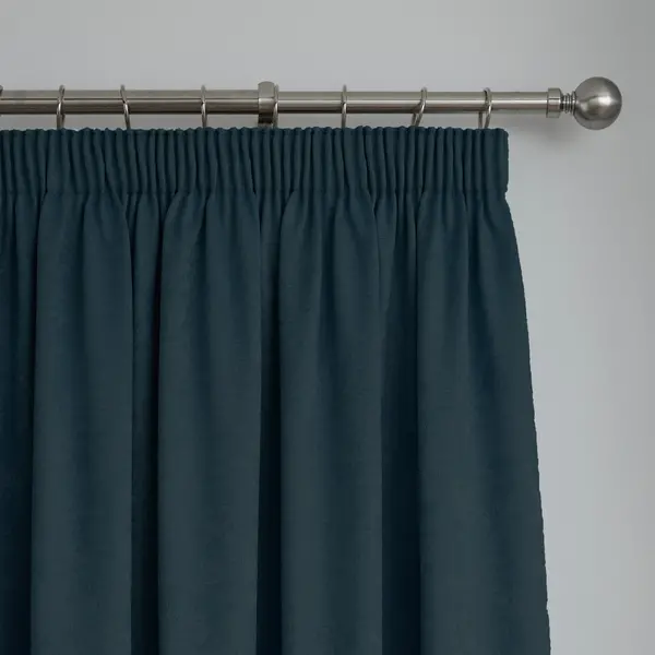 Image of Fusion Galaxy Dim Out Woven Navy Pencil Pleat Curtains Navy