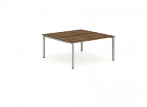 image of B2B Silver Frame Bench Desk 1400 Walnut (2 Pod)