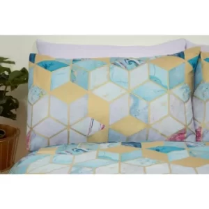Image of Quartz Double Duvet Cover Set Geometric Multicoloured Bedding Bed Set