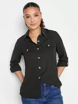 Image of Long Tall Sally Black Long Sleeve Utilty Shirt, Black, Size 12, Women