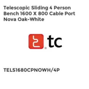 image of TC Group Telescopic Sliding 4 Person Bench 1600 x 800 Cable Port Nova Oak-White