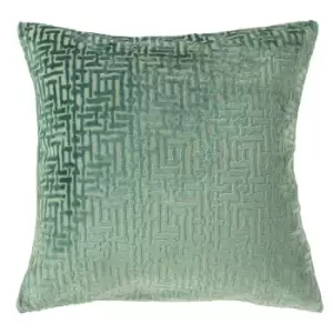 Image of Delphi Velvet Jacquard Cushion Mint, Mint / 45 x 45cm / Feather Filled