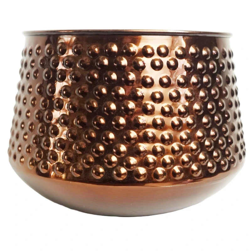 Image of N/A 18cm Antique Copper Metal Planter by Leaf