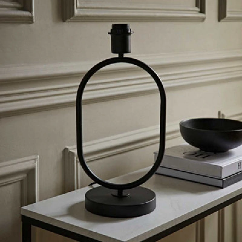 Image of ValueLights ValueLights Antonia Metal Oval Stem Table Lamp Base in Black One Size Unisex 5016529271284