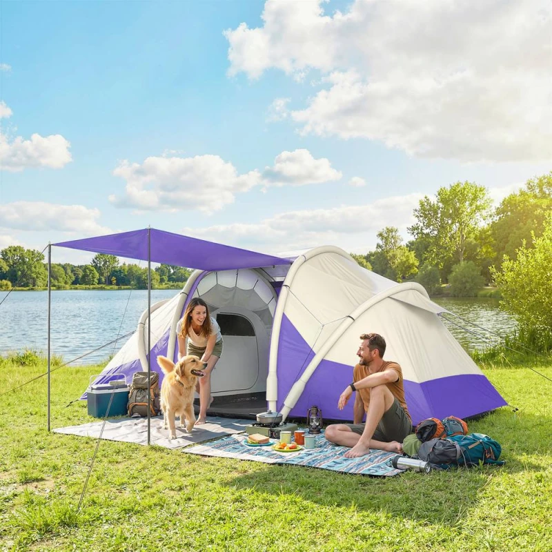 Image of OUTSUNNY Inflatable Tent 3000mm Waterproof for 4 Person in Purple Purple Unisex