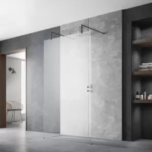 Image of Wet Room Screen with Support Arms and Feet 900mm Wide - 8mm Glass - Hudson Reed