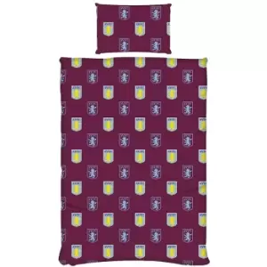 image of Pulse Reversible Duvet Cover Set (Single) (Burgundy/Yellow/Light Blue) - Burgundy/Yellow/Light Blue - Aston Villa Fc