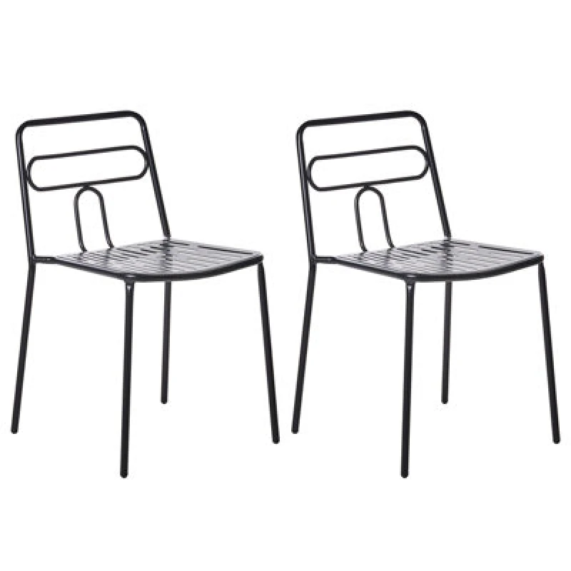 Image of Beliani Set Of 2 Garden Chairs Agerola Metal Black