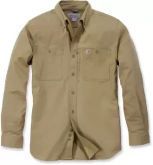 Image of Carhartt Rugged Professional Work Long Sleeve Shirt, green-brown Size M green-brown, Size M