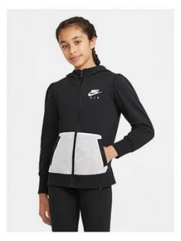 Image of Nike Girls Nsw Air French Terry Full Zip Hoodie - Black/White