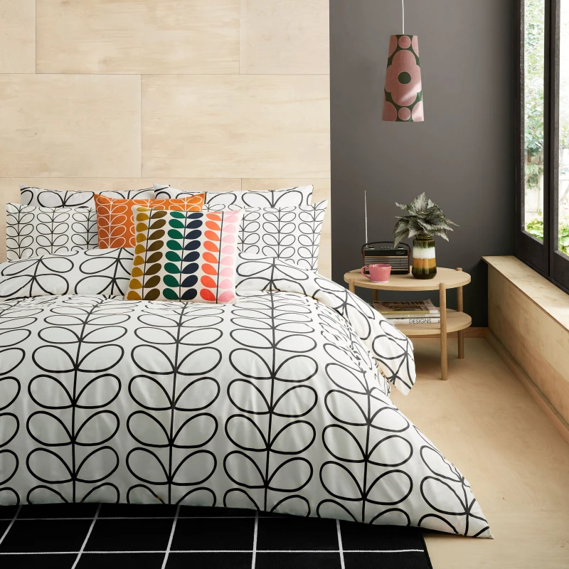 Image of Orla Kiely Linear Stem Duvet Cover Bedding Set Charcoal