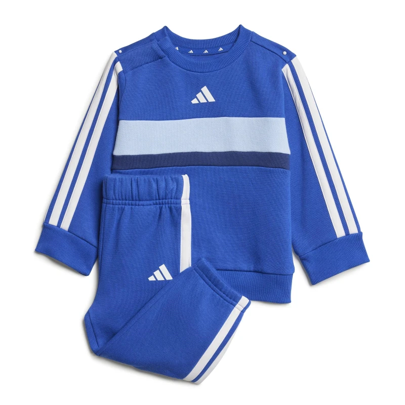 Image of adidas Tiberio 3-Stripes Colorblock Fleece Track Suit Infants Blue male 0-3 Months