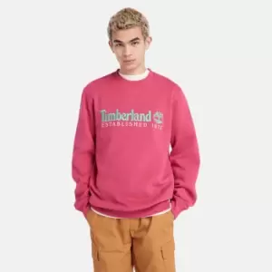 Image of Timberland Est. 1973 Logo Crew Sweatshirt For Men In Pink Pink, Size XL