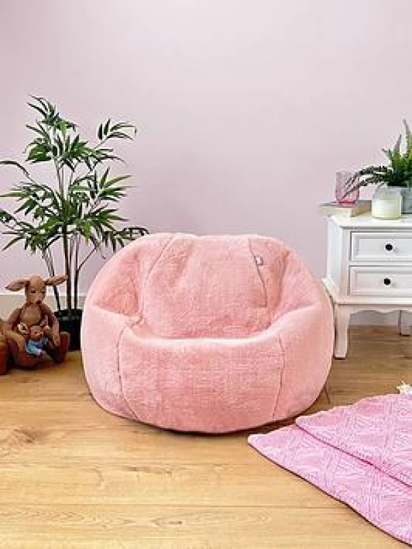 Image of rucomfy Beanbags rucomfy Slouchbag Kids Bean Bag - Faux Fur - Bean Bag for Children in Natural Natural Unisex
