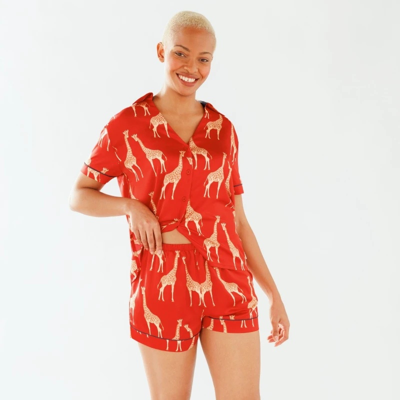 Image of Chelsea Peers Short PJ Set Short Sleeve Pyjama Sets 8 (XS) Red 32747608310