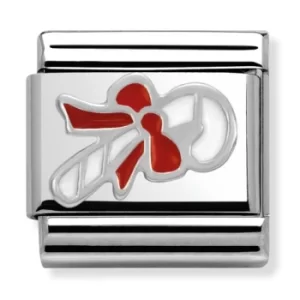 Image of Nomination CLASSIC Silvershine Christmas Candy Cane And Bow Charm...