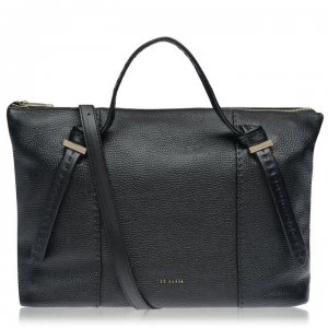 image of Ted Baker Ted Oellie Soft Leather Tote Bag - BLACK