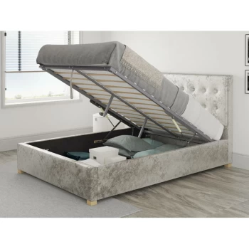 Image of Presley Ottoman Upholstered Bed, Mirazzi Velvet, Pearl - Ottoman Bed Size Double (135x190)