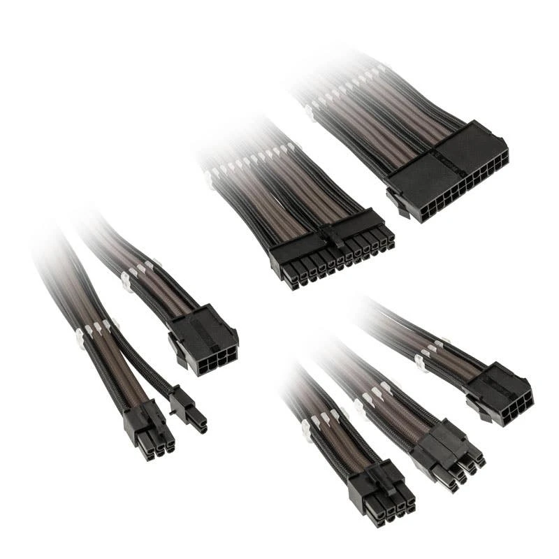 Image of Kolink Core Adept Braided Cable Extension Kit - Jet Black/Gunmetal...