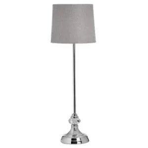 Image of Chrome Stick Table Lamp with Grey Shade