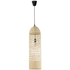 image of Netlighting Merano Antonino 20cm Dome Pendant Ceiling Light Iron, Rattan, Natura