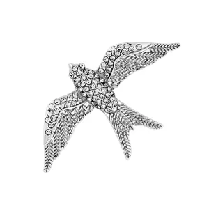 Jon Richard Silver Plate Pave Swallow Brooch