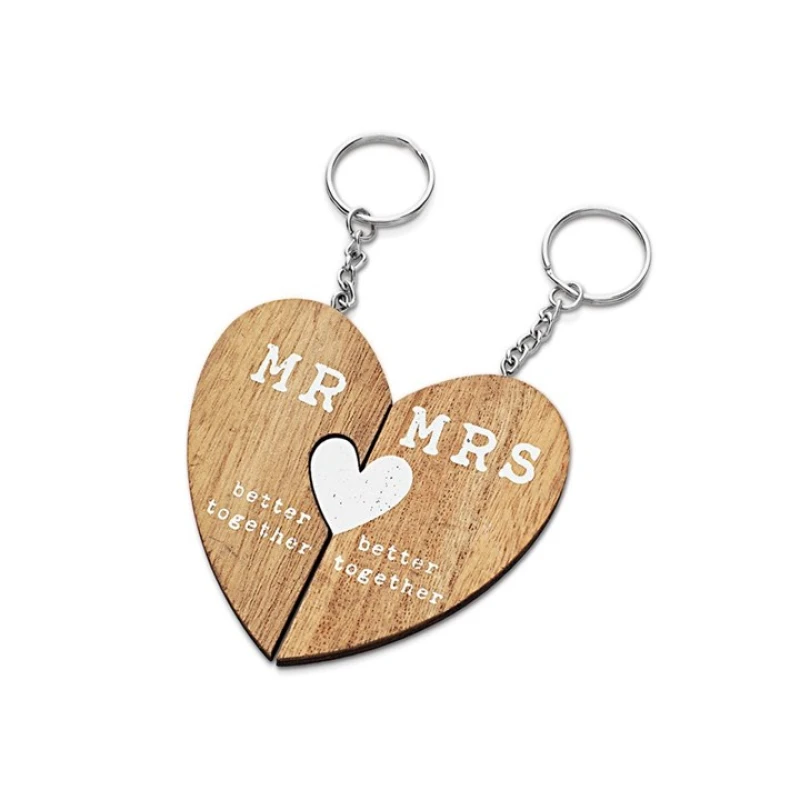 Image of Love Story Mr and Mrs Pair of Keyrings and Box
