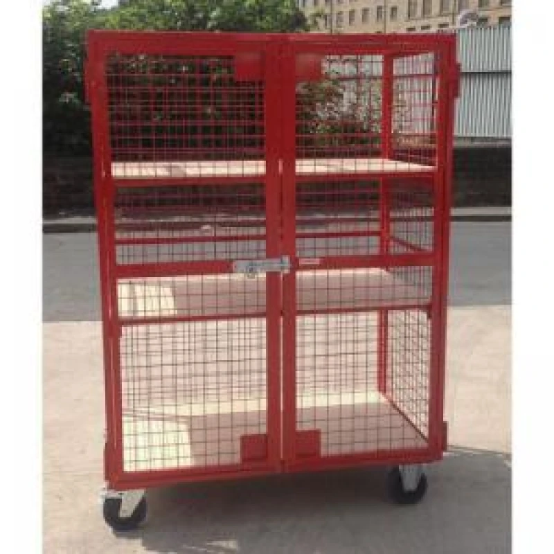 Image of ESE Direct Mobile mesh security cage with 2 adjustable plywood shelves - 1800 x 1300 x 670mm 430554 Mesh Storage Cages
