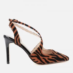 image of Dune Womens Chiya Microfibre Strappy Court Heels - Brown Leopard - EU 39/UK 6