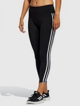 image of adidas Believe This 3 Stripe 7/8 Leggings - Black, Size 2Xs, Women