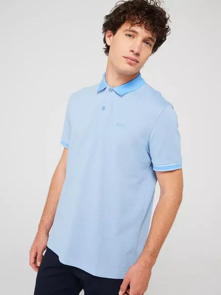 image of BOSS Green Paddy 8 Cotton-Pique Polo Shirt - S Blue Tops male 50519857-498 S