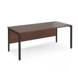 image of Office Desk 1800mm Rectangular Desk With Bench Leg Walnut Tops With Black Frames Maestro 25