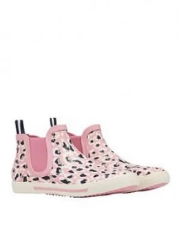 Image of Joules Girls Rainwell Leopard Print Short Wellies - Pink