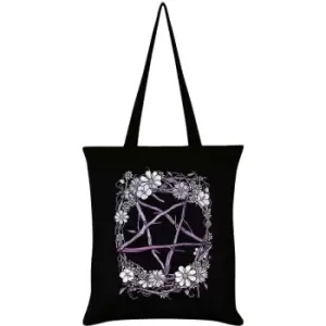 image of Grindstore Pagan Pentagram Tote Bag (One Size) (Black/Light Purple) - Black/Light Purple