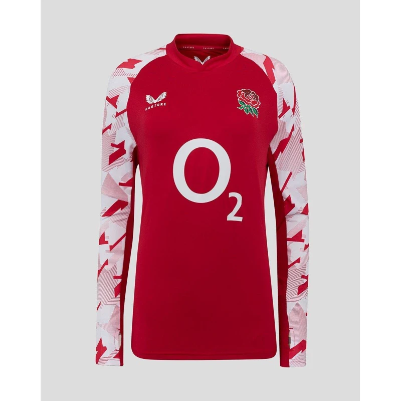 Image of Castore Long Sleeve Drill Top England Rugby 2025 Womens Red/White female 10 (S)