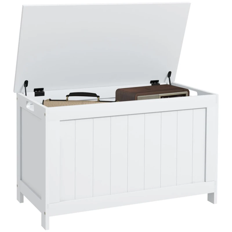 Image of HOMCOM Modern Storage Chest with 2 Safety Hinges for Living Room White unisex