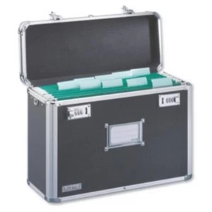 image of Personal Filing Case A4 Robust Lockable Black and Chrome