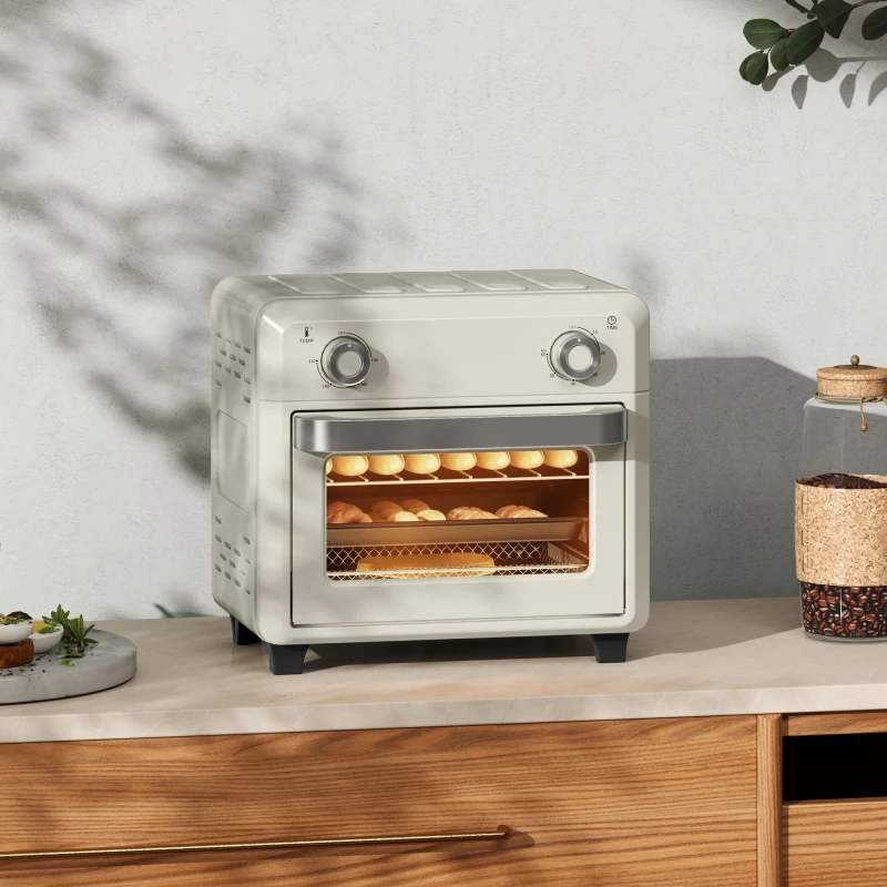 Image of HOMCOM 10L Air Fryer Oven, Electric Oven, Grill, Roast, Bake, 1000W Off White